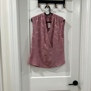 Rebecca Taylor Pink Sleeveless V-Neck Wrap Blouse